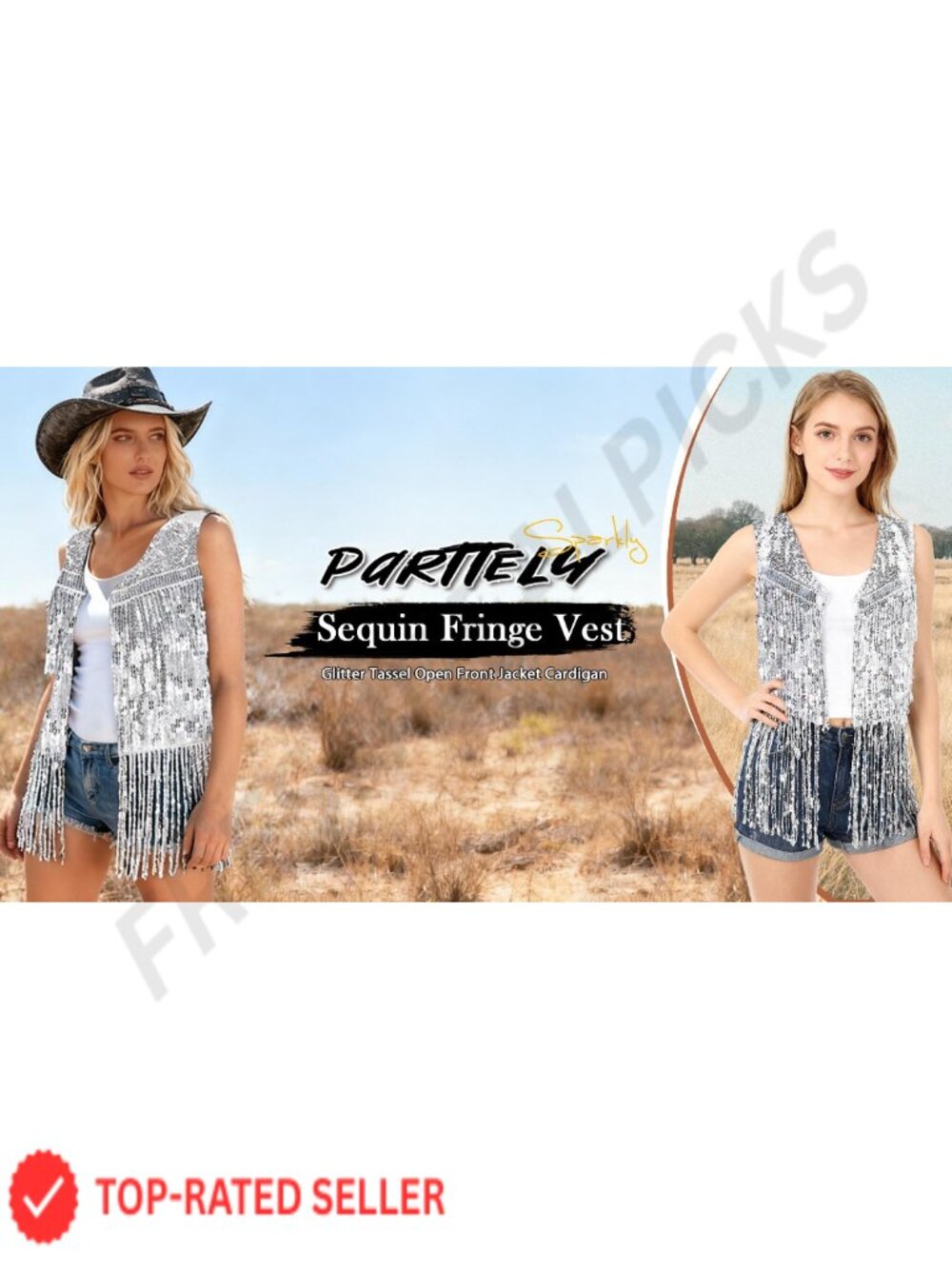 Women Faux Suede Fringe Vest 70s Hippie Cowgirl Costume Sleeveless Tassel Crop - Picture 6 of 6